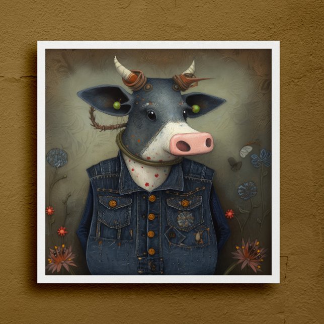 Cow in Couture - Funny cow in a costume Poster (Creator Uploaded)