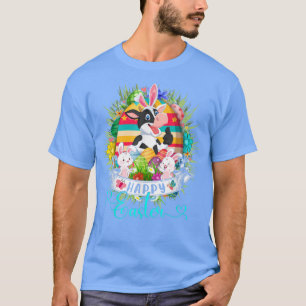 Cow In Easter Eggs Basket Cute Bunnies Happy Easte T-Shirt
