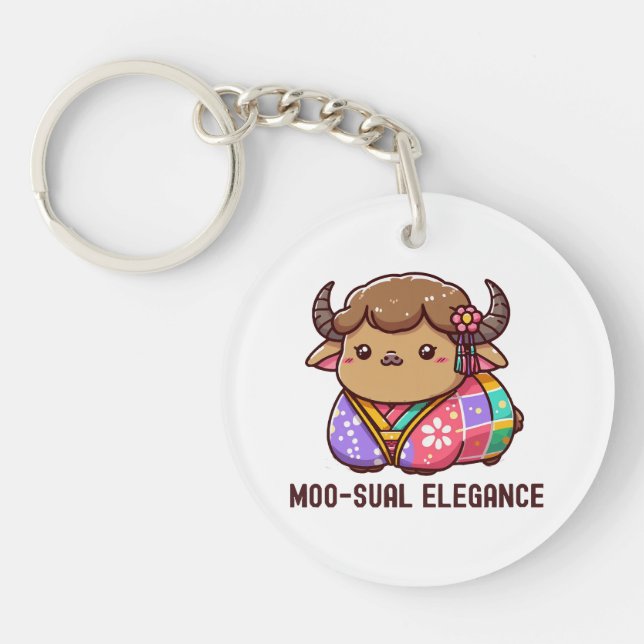 Cow in Elegance in Highland Key Ring (Front)