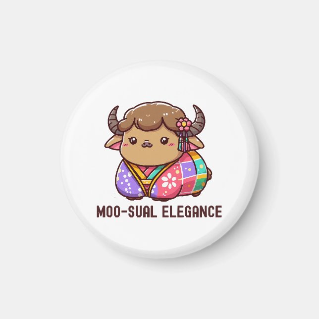 Cow in Elegance in Highland Magnet (Front)