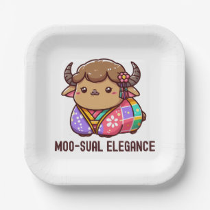Cow in Elegance in Highland Paper Plate