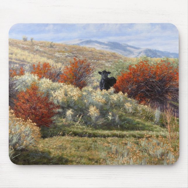 Cow in Fall Setting Mousepad (Front)
