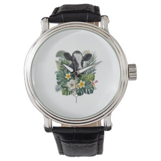 Cow in Floral Jungle Png, Tropical Cow Watch