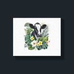 Cow in Floral Jungle , Tropical Cow Canvas Print<br><div class="desc">Cow in Floral Jungle ,  Tropical Cow</div>
