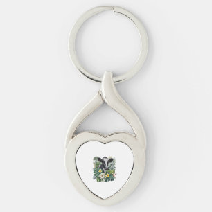 Cow in Floral Jungle , Tropical Cow Key Ring