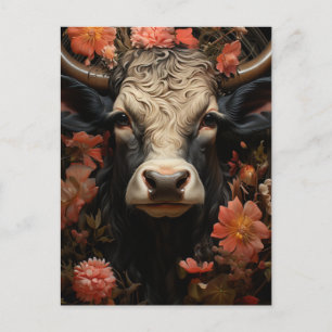 Cow in Flowers Postcard