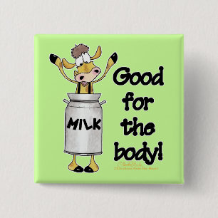Cow in Milk Can 15 Cm Square Badge