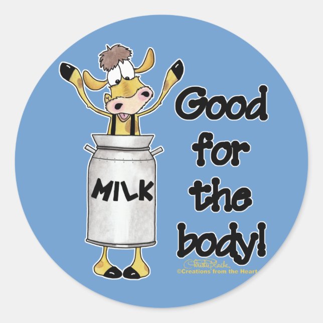 Cow in Milk Can Classic Round Sticker (Front)