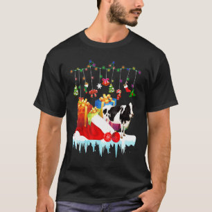 Cow In Santa Hat Christmas Fairy Light Present T-Shirt