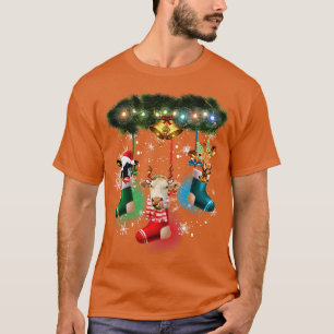 Cow In Socks Funny Cow Reindeer Hat Santa Christma T-Shirt