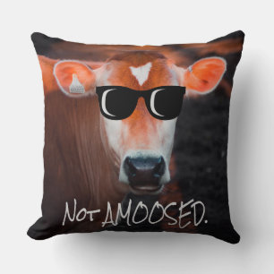 Cow in Sunglasses Not aMOOsed Cute Funny Cushion