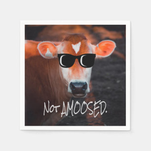 Cow in Sunglasses Not aMOOsed Cute Funny Napkin