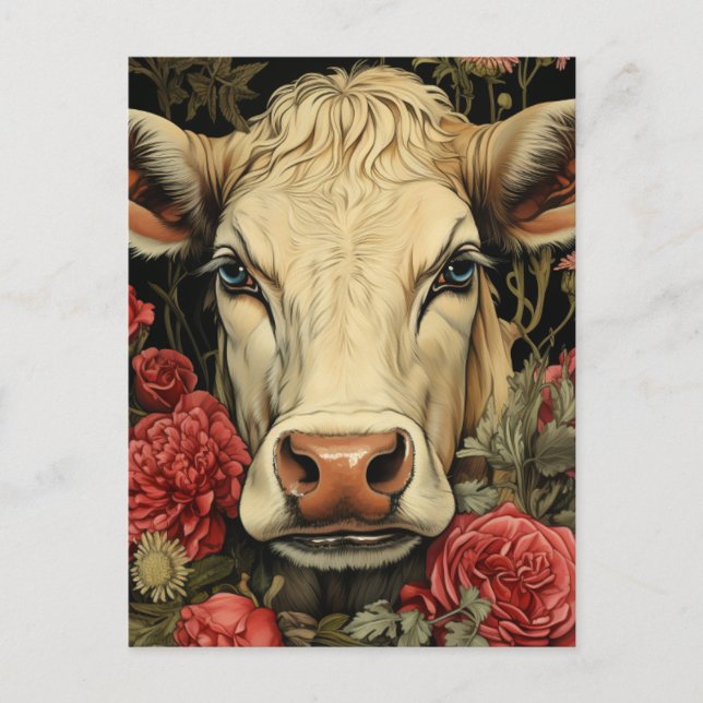 Cow in the Flowers Postcard (Front)