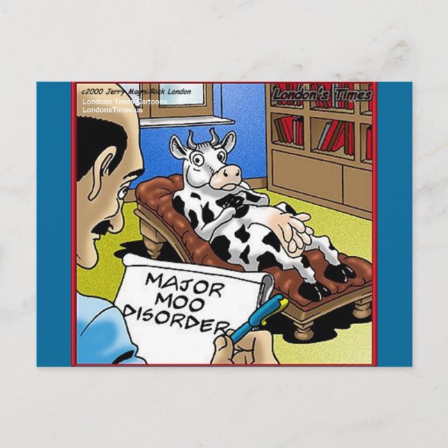 Cow In Therapy 4 Mooo Disorder Gifts Tees Cards (Front)
