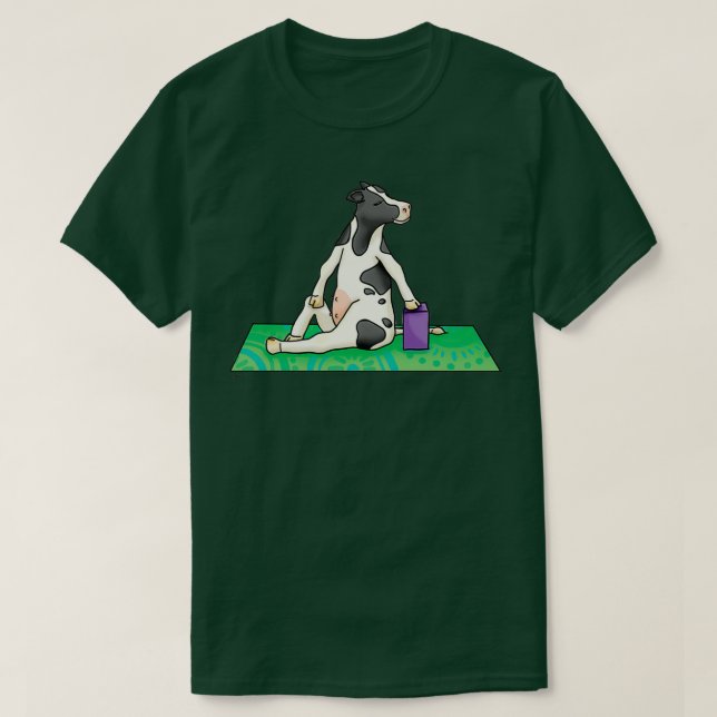 Cow in Twist Yoga Pose T-Shirt (Design Front)