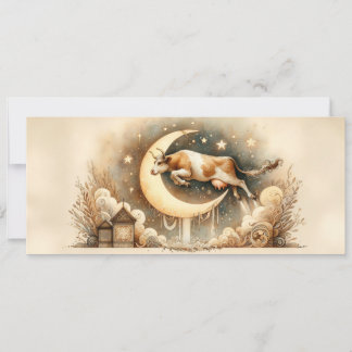 Cow Jumped Over Moon Flat Greeting Card