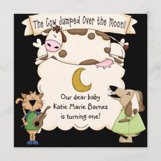 Cow Jumped Over the Moon Custom Birthday Invites