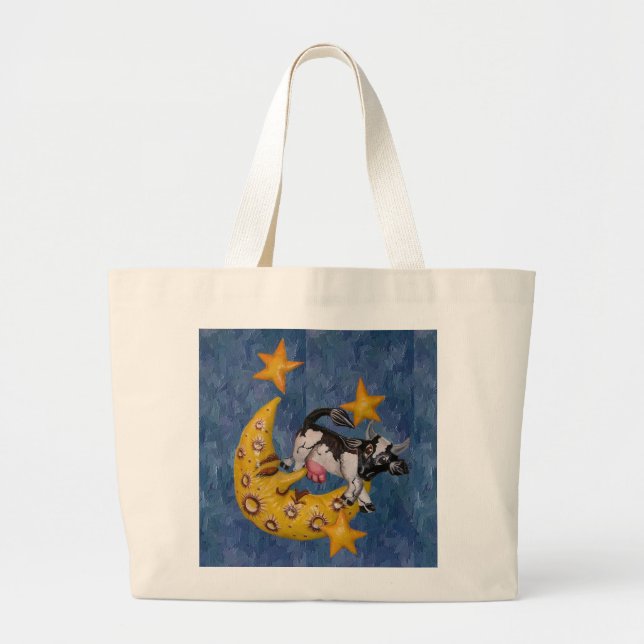 Cow jumped over the Moon Large Tote Bag (Front)