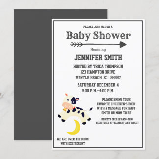 Cow Jumped Over The Moon Nursery Baby Shower Invitation