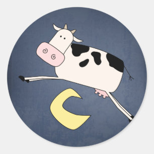 Cow Jumping Over the Moon Classic Round Sticker