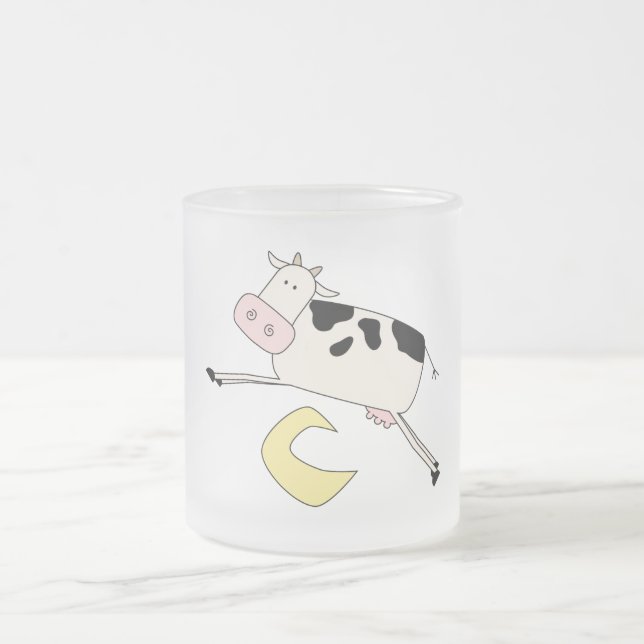 Cow Jumps Over Moon Tshirts and Gifts Frosted Glass Coffee Mug (Center)