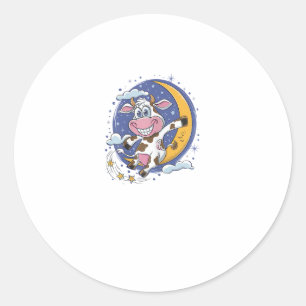 Cow jumps over the moon  classic round sticker