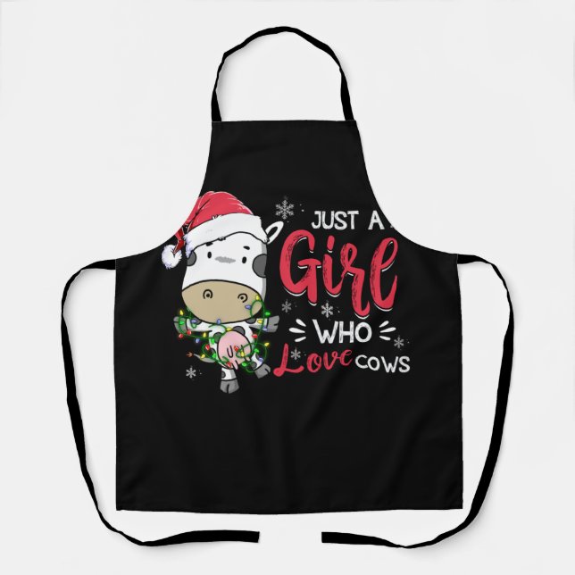 Cow Just A Girl Who Loves Cows Farmer Butcher Apron (Front)