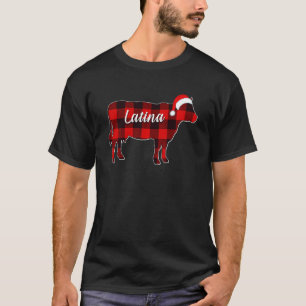 Cow Latina Pajama Red Plaid Cow Christmas Farmer T-Shirt