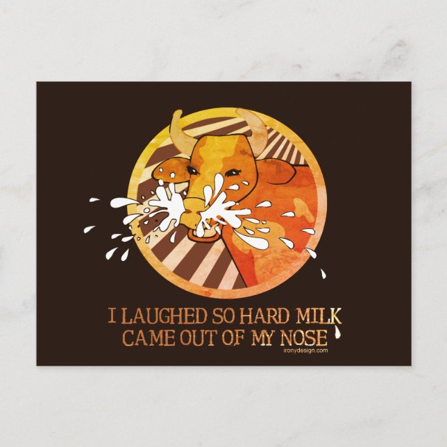 Cow Laughing Milk Out of Nose Postcard (Front)
