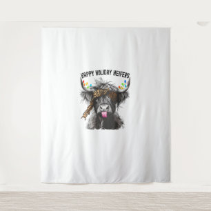 Cow Leopard Print - Happy Holiday Heifers  Tapestry
