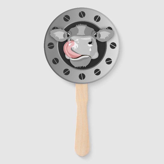 cow licking nose hand fan (Front)