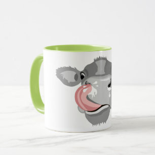 Cow licking nose mug