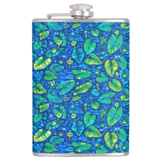 Cow Lilies, Spatterdock Summer Pond Floral Pattern Hip Flask