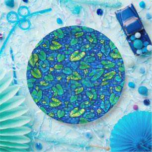 Cow Lilies, Spatterdock Summer Pond Floral Pattern Paper Plate