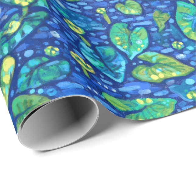 Cow Lilies, Spatterdock Summer Pond Floral Pattern Wrapping Paper (Roll Corner)