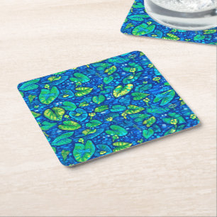 Cow Lilies, Sputterdock Pond Lily Floral Pattern   Square Paper Coaster