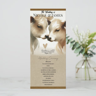 Cow Love Brown Cream Country Wedding Program Programme