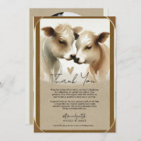 Cow Love Brown Cream Country Wedding Thank You