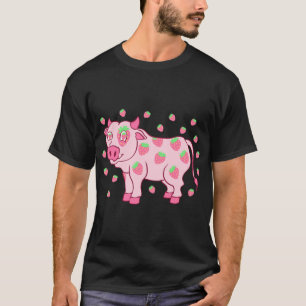 Cow Love Strawberry Milk Fruit Lover Fruitarian St T-Shirt