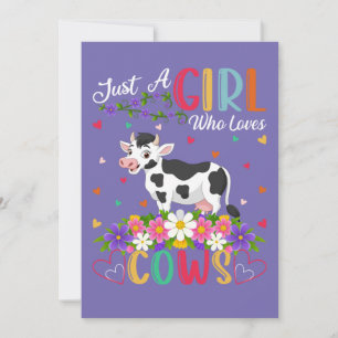 Cow Lover Just A Girl Who Loves Cows Invitation