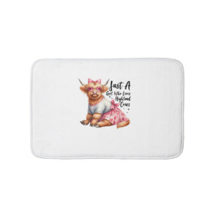 Cow Lover Just A Girl Who Loves Highland Cows Farm Bath Mat