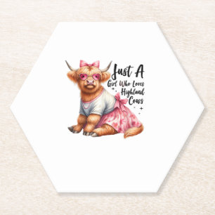 Cow Lover Just A Girl Who Loves Highland Cows Farm Paper Coaster