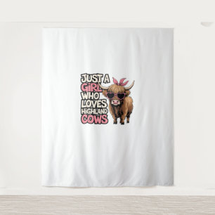 Cow Lover Just A Girl Who Loves Highland Cows Farm Tapestry