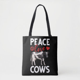 Cow Lover Peace Farm Animal Humour Tote Bag