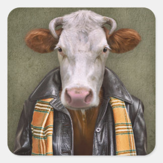 Cow Man Square Sticker