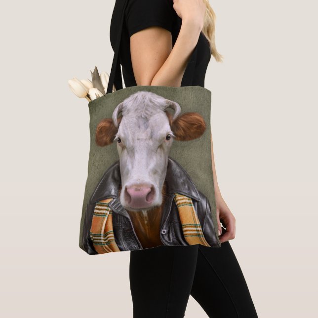 Cow Man Tote Bag (Close Up)