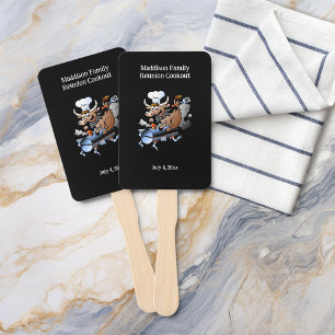 Cow Mascot Family Reunion Barbecue Custom Hand Fan