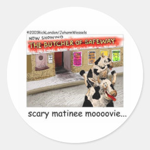 Cow Matinee Scary Moovie Funny Tees & Gifts Classic Round Sticker