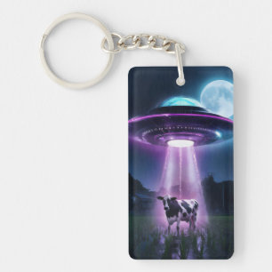 Cow meets aliens. key ring