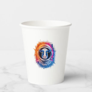 Cow Men Woman Cow Colourful Space Astronaut Cow  Paper Cups